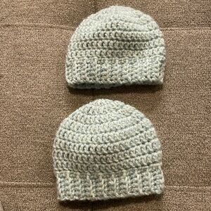 Two brand new handmade preemie beanies